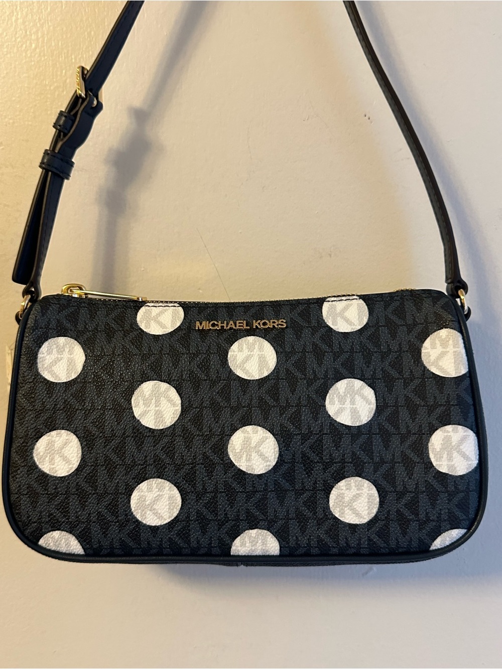 Michael Kors Polka Dot Shoulder Bag with Gold Logo